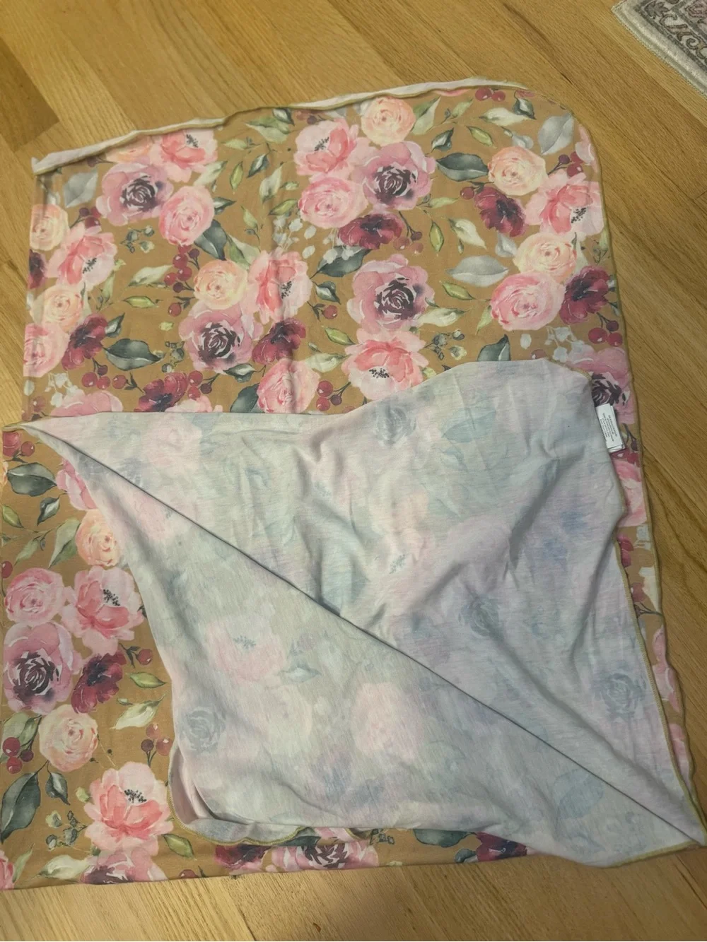 Toby / Floral Baby Swaddle Sack with Pink Rose Print